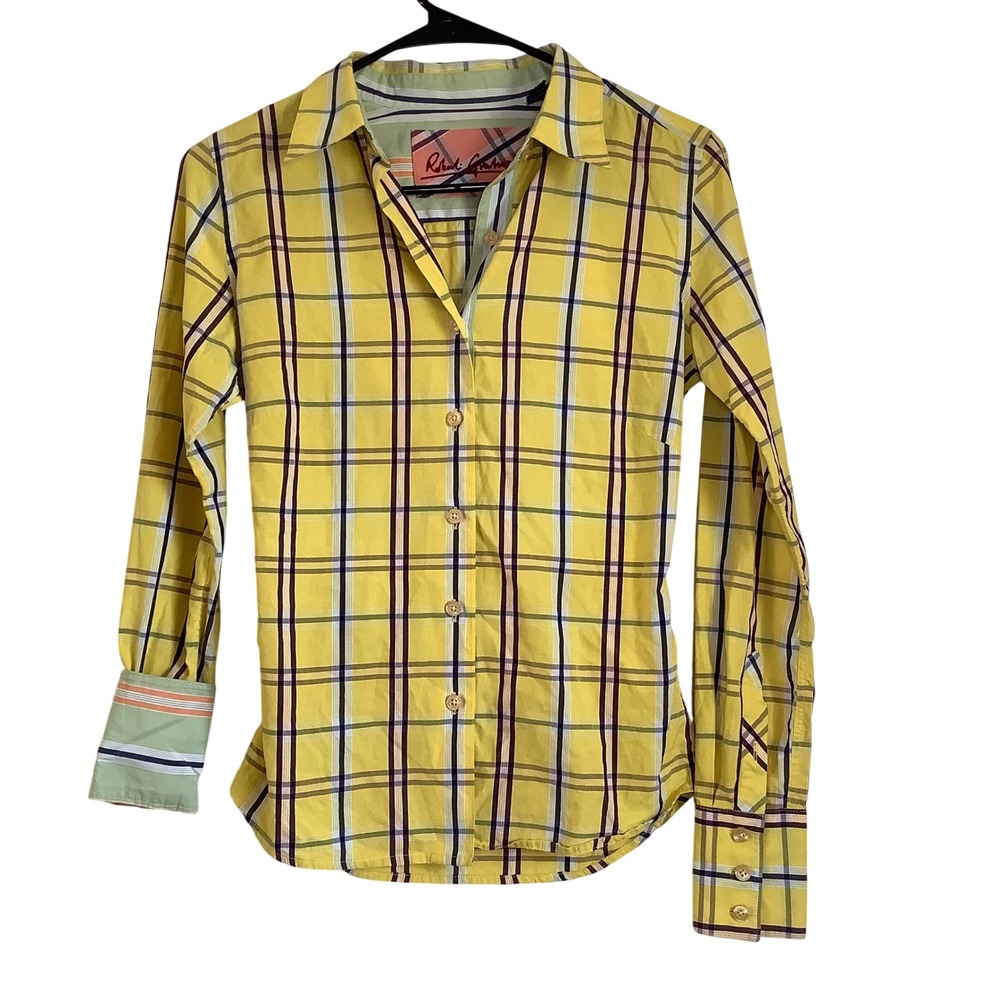 Robert Graham Kids Yellow Plaid Button Down Shirt Long Sleeve Size 6